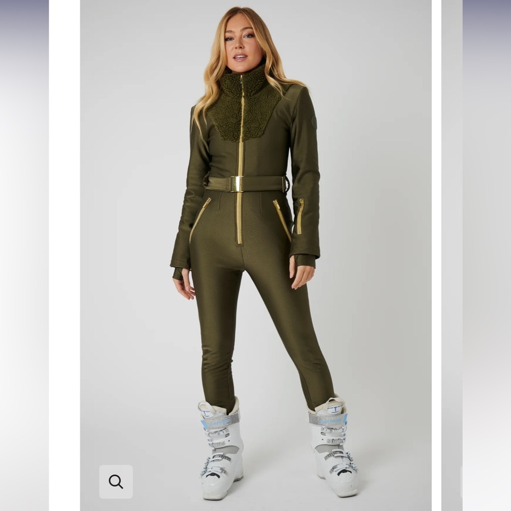 Olive Green Jumpsuit with Gold Accents